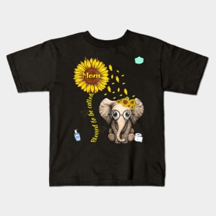 Womens Blessed To Be Called Mom Sunflower Elephant Graphic Kids T-Shirt